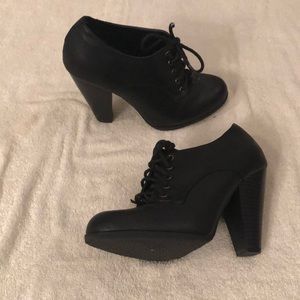 4 inch black lace up heels